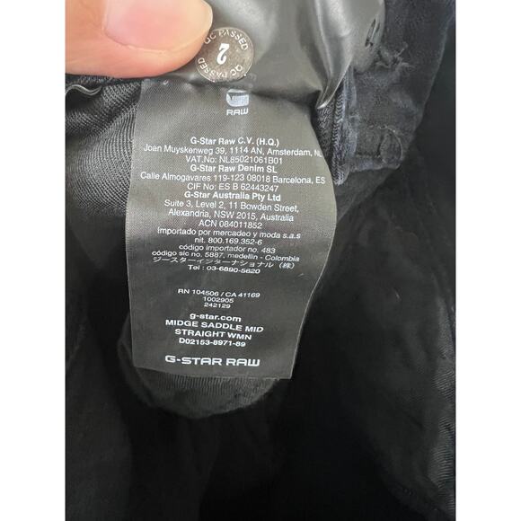 G-Star RAW Midge Mid Rise Straight Jeans W24 L30 Dark Wash NWT - Picture 8 of 8